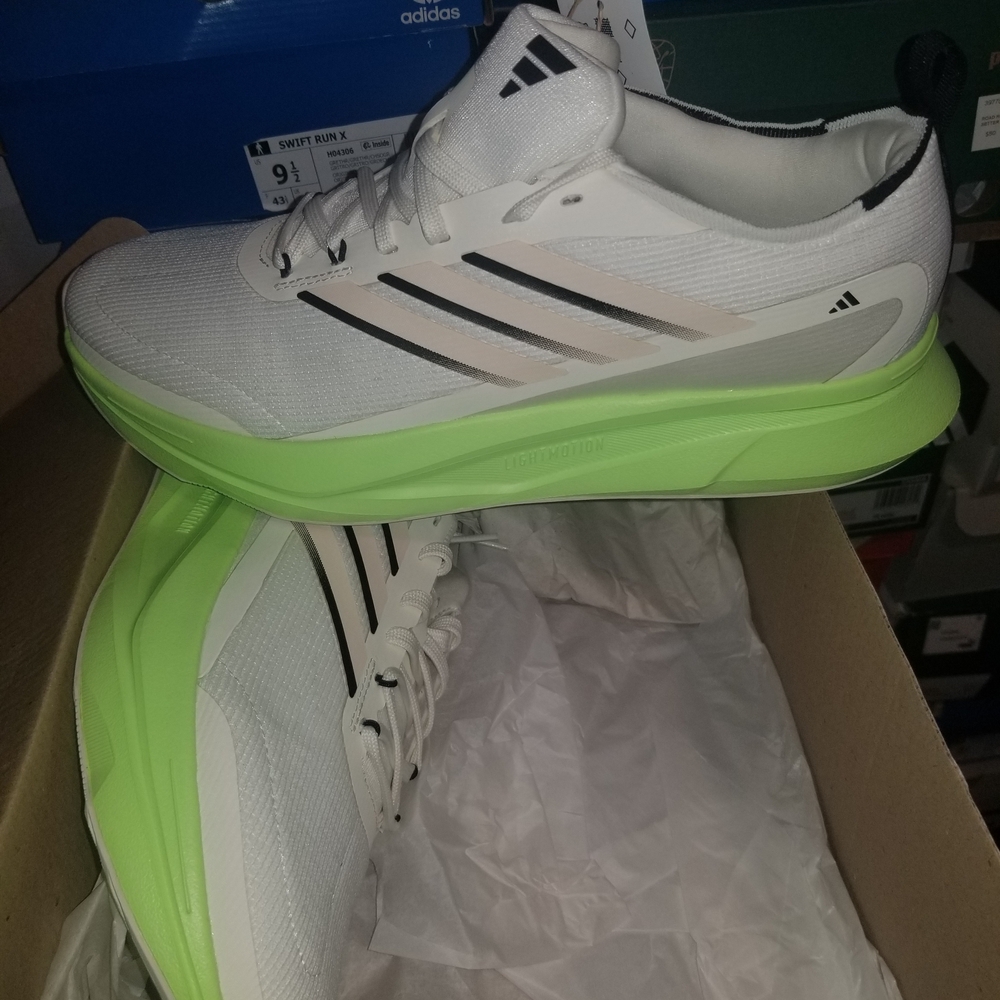 adidas White and Neon Green Sneakers